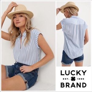 Lucky Brand short sleeve striped button down shirt